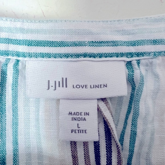 J. Jill Love Linen Striped Embroidered Relaxed Fit Blouse Classic Chic Summer - Picture 6 of 11